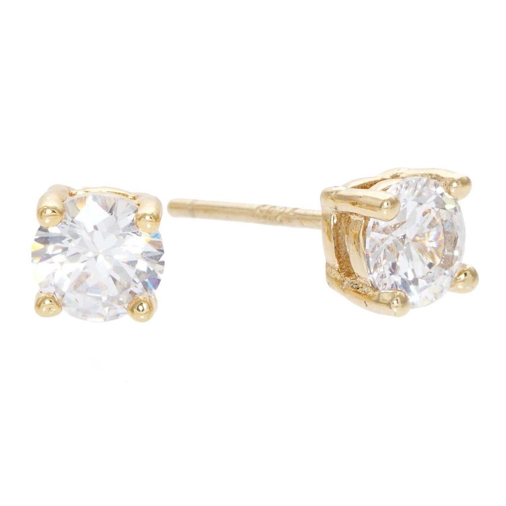 S CZ Gold Dipped Daily Post Earrings
